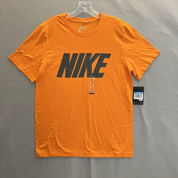 Nike Shirt Adult Mens Medium Orange Swoosh Spell Out Active Athletic Basketball - Picture 1 of 6